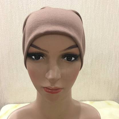 H065 plain tube hats Muslim Turban Pure Color Stretch Inner Hijabs For Caps Ready To Wear Women Head Scarf Under Hijab Bonnet