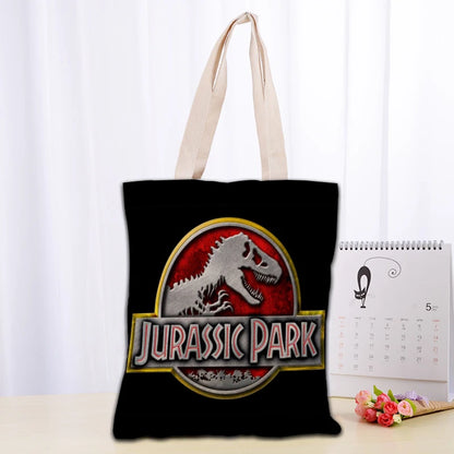 Custom Jurassic Park Logo Tote Bag Reusable Women Canvas Shoulder Bag Handbag Shoulder Pouch Foldable Canvas Shopping Bags