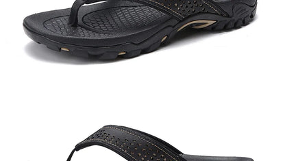 Summer Outside PU Leather Mens Flip Flops Slippers Outdoor Beach Shoes Flip Flop Plus Big Size 49 50 51 52 Hot Sale Dropshipping