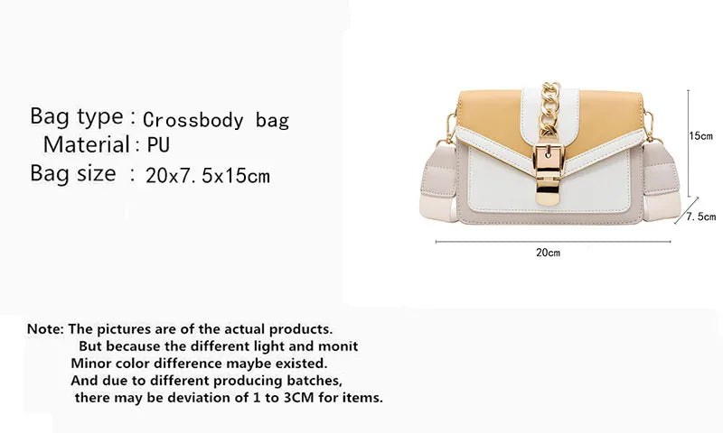 Yogodlns Small Summer Contrast Color PU Leather Crossbody Bags For Women New  Chain Shoulder Messenger Handbags Lady Hand Bag