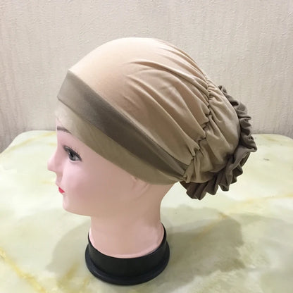 H133 Forehead two colors Turban hijab Stretch Inner Hijabs Full cover Caps Ready To Wear Women Head Scarf Under Hijab Bo
