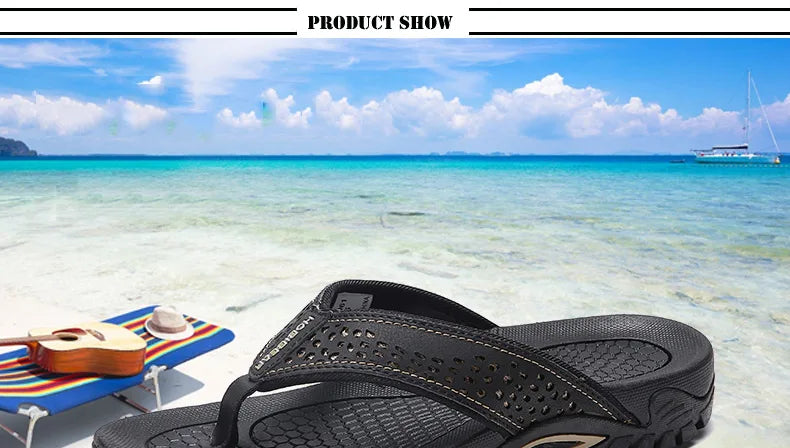 Summer Outside PU Leather Mens Flip Flops Slippers Outdoor Beach Shoes Flip Flop Plus Big Size 49 50 51 52 Hot Sale Dropshipping
