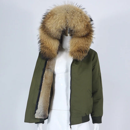 OFTBUY Waterproof Men Bomber Parka Winter Jacket Natural Real Raccoon Fox Fur Coat Collar Hooded Rabbit Liner Streetwear