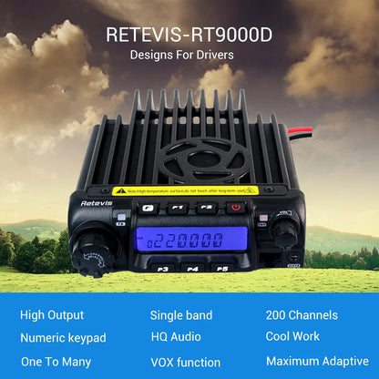 Retevis RT-9000D Mobile Car Radio Station Transceiver VHF UHF 200CH Scrambler Walkie Talkie VOX CTCSS/DCS for Bus Truck Lorry
