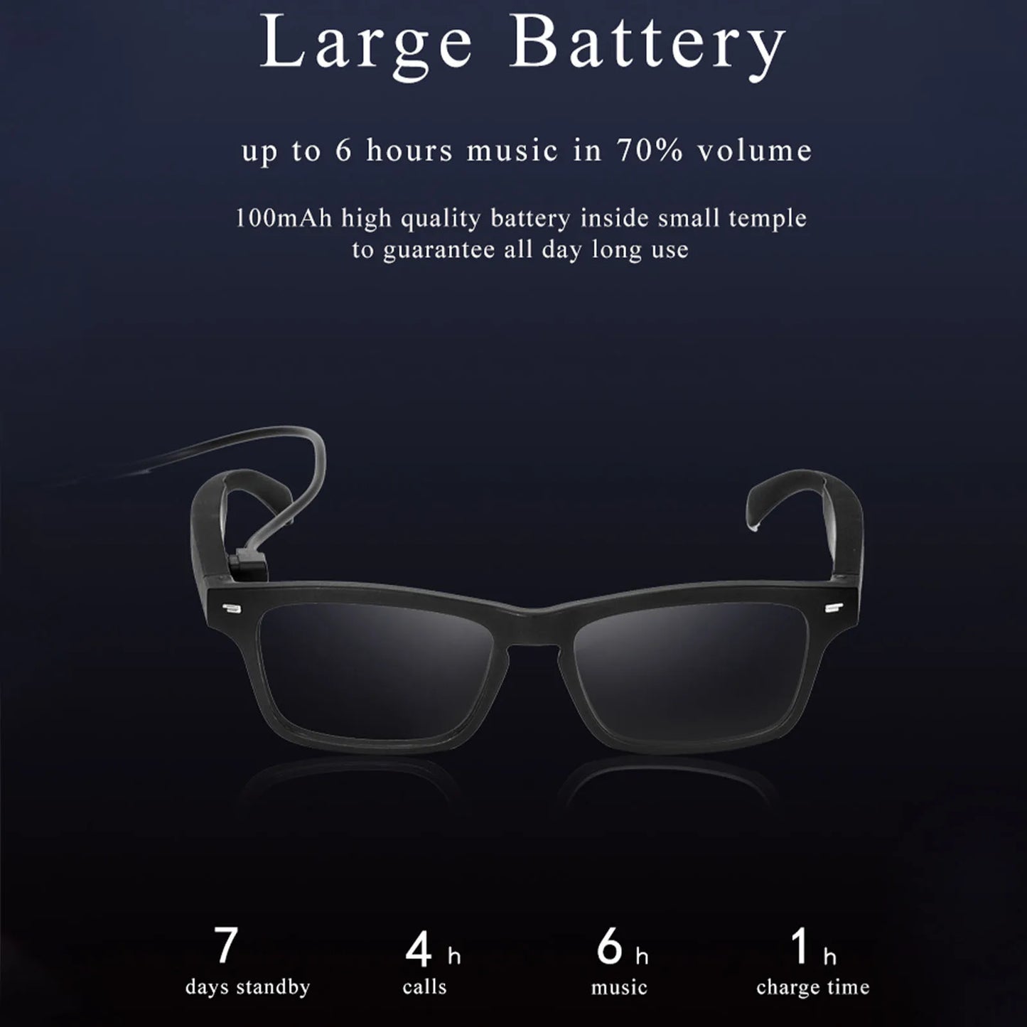 Smart Glasses Wireless BT 5.0 Hands-Free Calling Music Audio Sport Headset Eyewear Intelligent Eyeglasses IPX7 Waterproof
