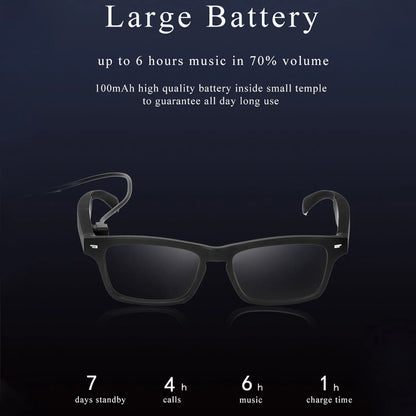 Smart Glasses Wireless BT 5.0 Hands-Free Calling Music Audio Sport Headset Eyewear Intelligent Eyeglasses IPX7 Waterproof