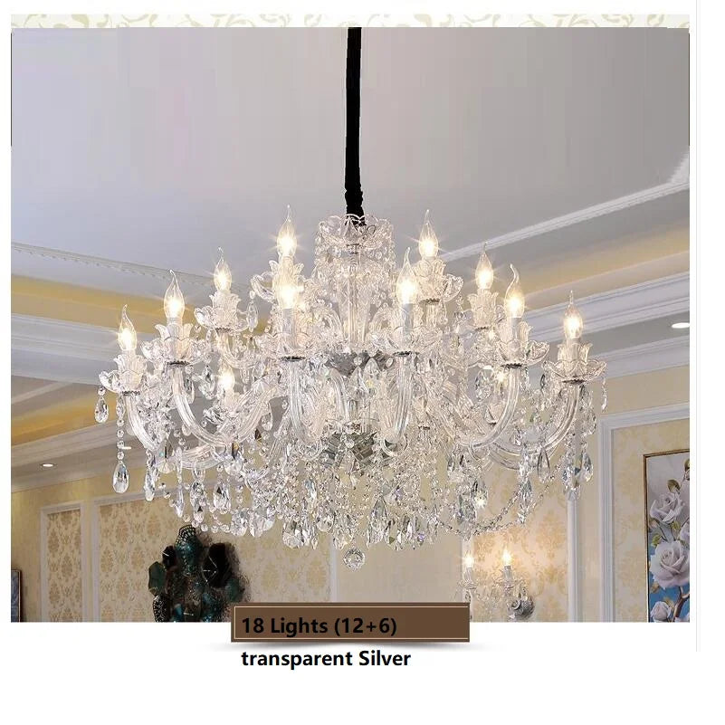 Modern European Style Gold/Silver Clear Crystal Chandelier K9 Hanging Light Fixture Clear Crystal Home Lighting Decor