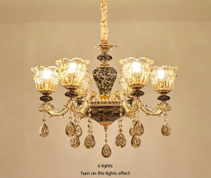 French Luxury Crystals Chandelier Living Room Bedroom Lamps Atmosphere Minimalist Ceramic Bedroom Crystal Lamp Villa Light Stair