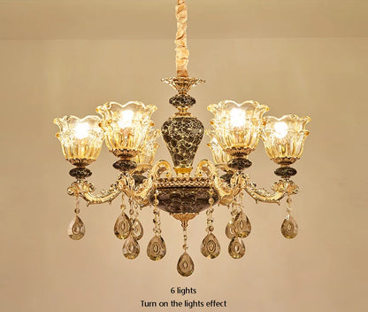 French Luxury Crystals Chandelier Living Room Bedroom Lamps Atmosphere Minimalist Ceramic Bedroom Crystal Lamp Villa Light Stair