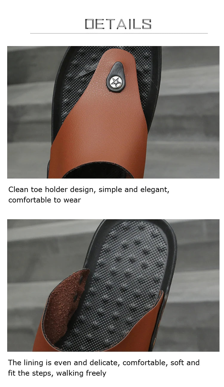 YRZL Slippers Summer Flip-Flops for Men Beach Slippers Brown Sandals Comfortable Shoes Non-Slip Bathroom Shoes  Men Slides