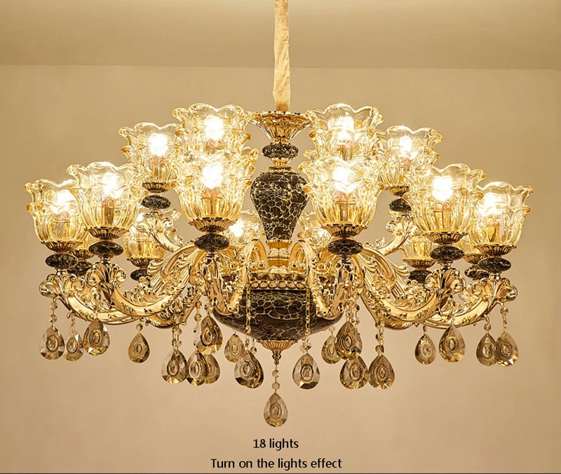 French Luxury Crystals Chandelier Living Room Bedroom Lamps Atmosphere Minimalist Ceramic Bedroom Crystal Lamp Villa Light Stair