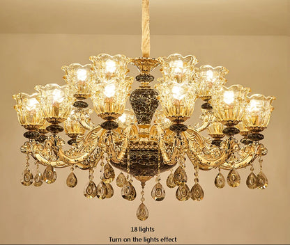 French Luxury Crystals Chandelier Living Room Bedroom Lamps Atmosphere Minimalist Ceramic Bedroom Crystal Lamp Villa Light Stair