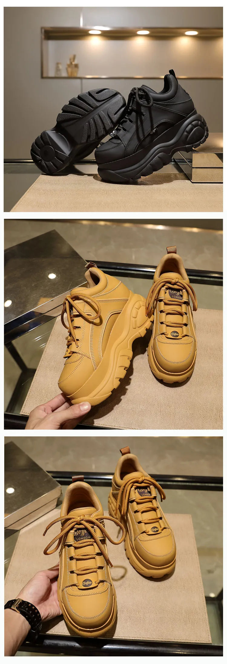 Top Quality Genuine Leather Shoes Platform London Women Casual Sneakers Imitacion Brand Luxury Dad Shoes ST487 ST488