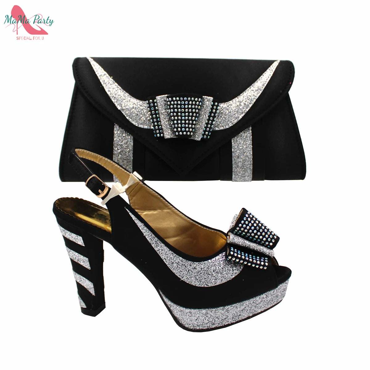 2024 High Quality Fashion Nigerian Women Shoes Matching Bag Set in Royal Blue Color Specials Design with Appliques for Party