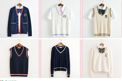 2020 Spring Cosplay School Uniform Sweater For Girls Women Long Sleeve Knitted Japanese Sailor Uniform Cardigans