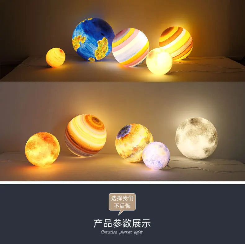 Planet Pendant Lights Sun Earth Moon Novelty Creative Atmosphere Light  Hanging Lamp Bedroom Home Decoration Hallway Luminaire