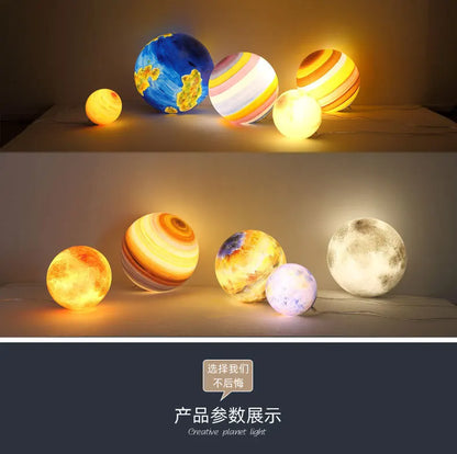 Planet Pendant Lights Sun Earth Moon Novelty Creative Atmosphere Light  Hanging Lamp Bedroom Home Decoration Hallway Luminaire