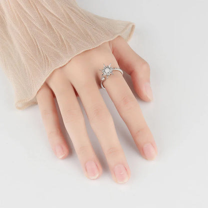Anti Stress Anxiety Fidget Rings for Women Stainless Steel Sunflower Sun Star Spinner Ring Christmas Jewelry Gifts Dropshipping