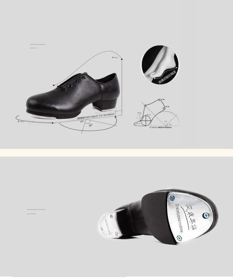 Sports Dance Shoes Adult Children Performance Tap Dance Shoes Soft Sole Natural Leather Shoes Step Sneakers Dance Shoes