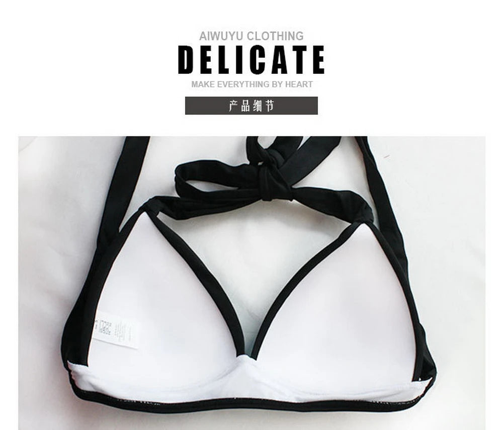 Pleated Bikini Red Top Navy Blue With White Dots Bottom Women Classic High Waist Halter Bikini Sets Plus Size Two-piece Swimwear