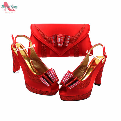 2024 High Quality Fashion Nigerian Women Shoes Matching Bag Set in Royal Blue Color Specials Design with Appliques for Party