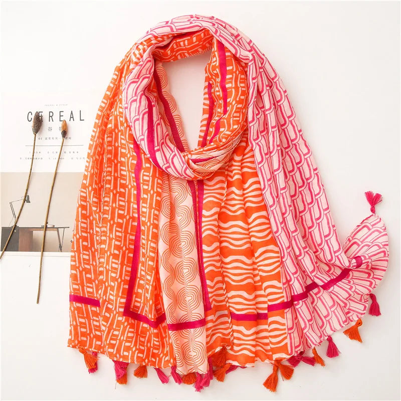 2020 New Fashion Print Summer Women cotton Scarf Polka Dot Beach Hijab Shawls and Wraps Female Foulard Echarpe Designer Bandana
