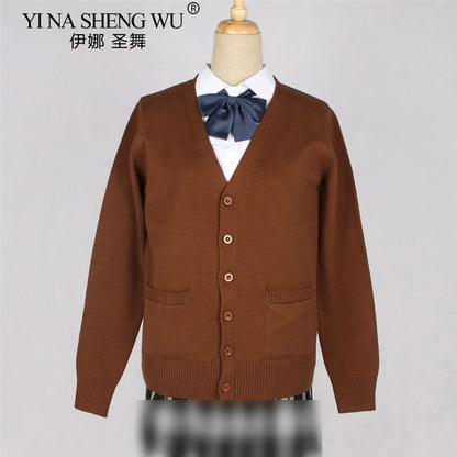 School JK Uniform Sweater Coat Anime Cosplay Costumes Cardigan Outerwear Sweater 16 Colour Long Sleeve Knitting Coat For Girls