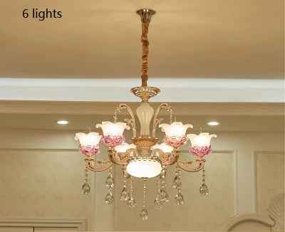 Luxury Living Room Chandelier Crystals Glass Hall Main Pendant Lamps Restaurant Bedroom French Creative Hanging Light Luminaire