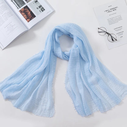 2026 Muslim Fashion Women Crinkle Hijab Scarf Soft Solid Head Scarves Turban Shawls and Wraps Hijab femme musulman kopftuch