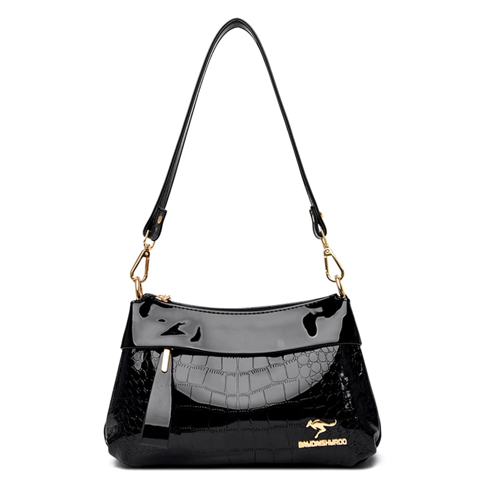 3 Layers Women Handbag Purses Luxury Designer Patent Leather Shoulder Messenger Crossbody Bags for Female Vintage Sac A Main New