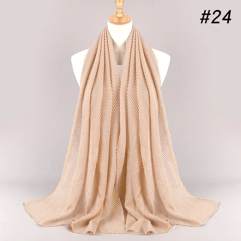 2022 Women Plain Cotton Scarf Head Hijab Wrap Solid Full Cover-up Shawls Foulard Femme Headband Crinkle Muslim Hijabs Store
