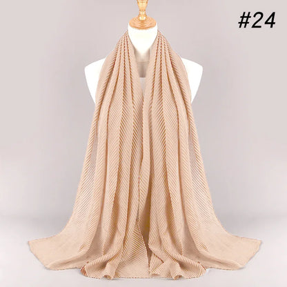 2022 Women Plain Cotton Scarf Head Hijab Wrap Solid Full Cover-up Shawls Foulard Femme Headband Crinkle Muslim Hijabs Store