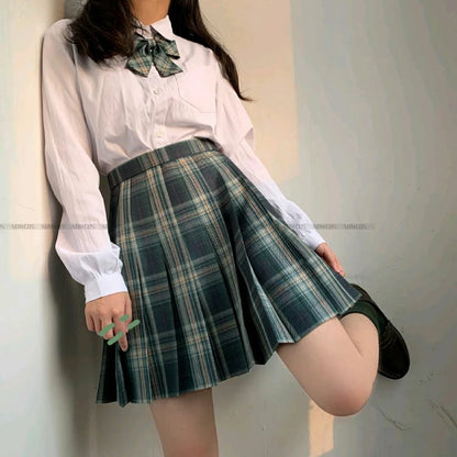 2024 Fashion Spring Autumn JK Uniform Jacket Three Buttons Suit Jacket College Style Female Student Suit Long Sleeves Green