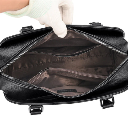 Multi-pocket Handbag Purses Genuine Cowhide Leather Shoulder Bag Luxury Designer Crossbody Messenger Sac Elegant Tote for Women