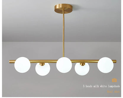 OUDELADILong dining table pendant lights Brass Lighting fixtures living room Restaurant  Kitchen Island Glass ball Chandelier