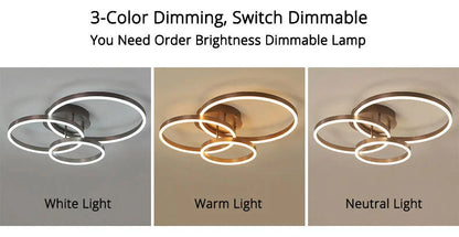 Nordic Creative Round Circle Chandeliers For Bedroom Living Room Restaurant Lighting Golden Coffee Lustre Ring Ceiling Lights