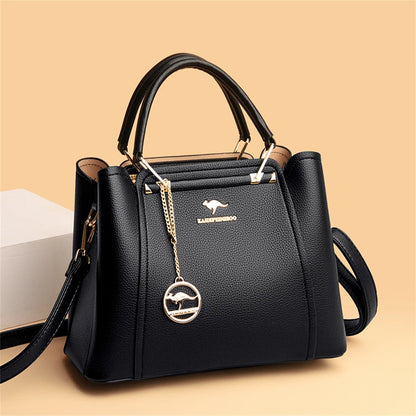 Casual Tote Women's Soft Leather Handbag Luxury Designer 3 Layers Shoulder Crossbody Bag Lady Large Capacity Shopper Sac A Main