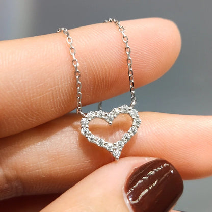 Classic 10K White Gold Total 1 Carat Brilliant Cut Pass Diamond Tester D Color Moissanite Heart Pendant Necklace Women Jewelry