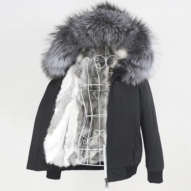 OFTBUY Waterproof Men Bomber Parka Winter Jacket Natural Real Raccoon Fox Fur Coat Collar Hooded Rabbit Liner Streetwear