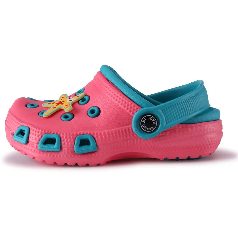 EUR24-35 Children Mules Clogs Kids Summer Garden Cute Cartoons Shoes Girl Boy Beach Shoes Candy Color Hole Baby Shoes Sandals