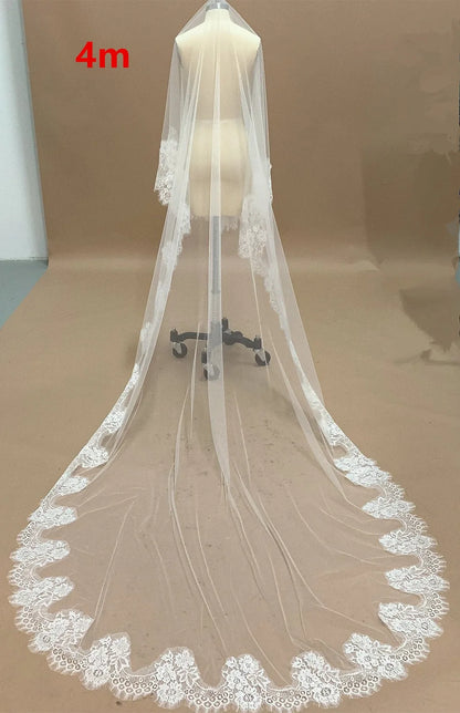 High Quality、Lace Edge 2T Wedding Veil with Comb Luxury 2 Layers Bridal Veil