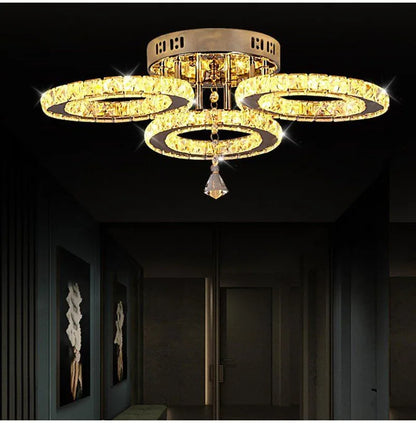 Modern Pendant Light Led Crystal Ring Ceiling Lamp Living Dining Room Chandelier Lustre Bedroom Luxury Home Decor Fixture Lumina