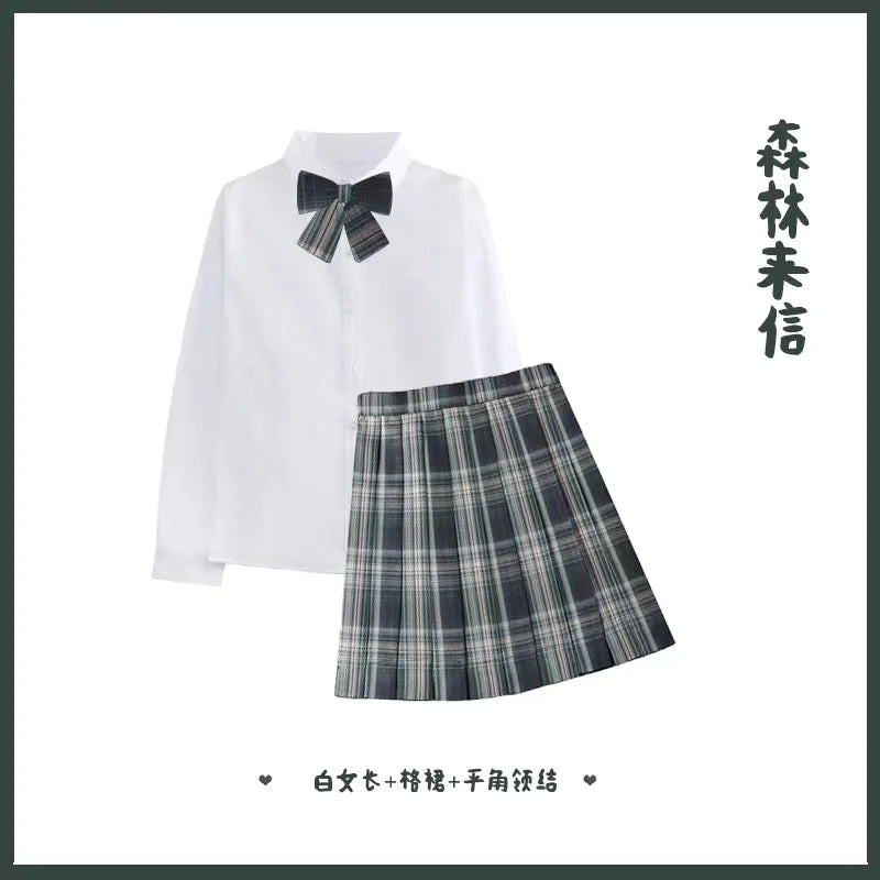 2024 Fashion Spring Autumn JK Uniform Jacket Three Buttons Suit Jacket College Style Female Student Suit Long Sleeves Green