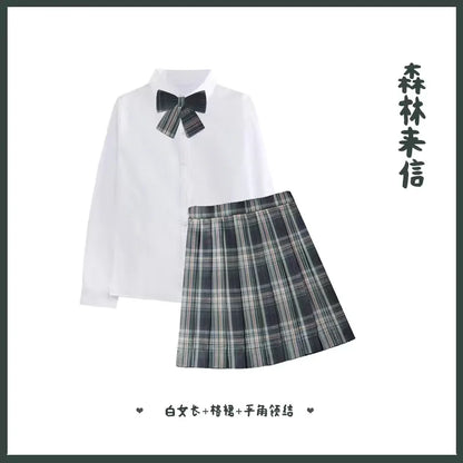 2024 Fashion Spring Autumn JK Uniform Jacket Three Buttons Suit Jacket College Style Female Student Suit Long Sleeves Green