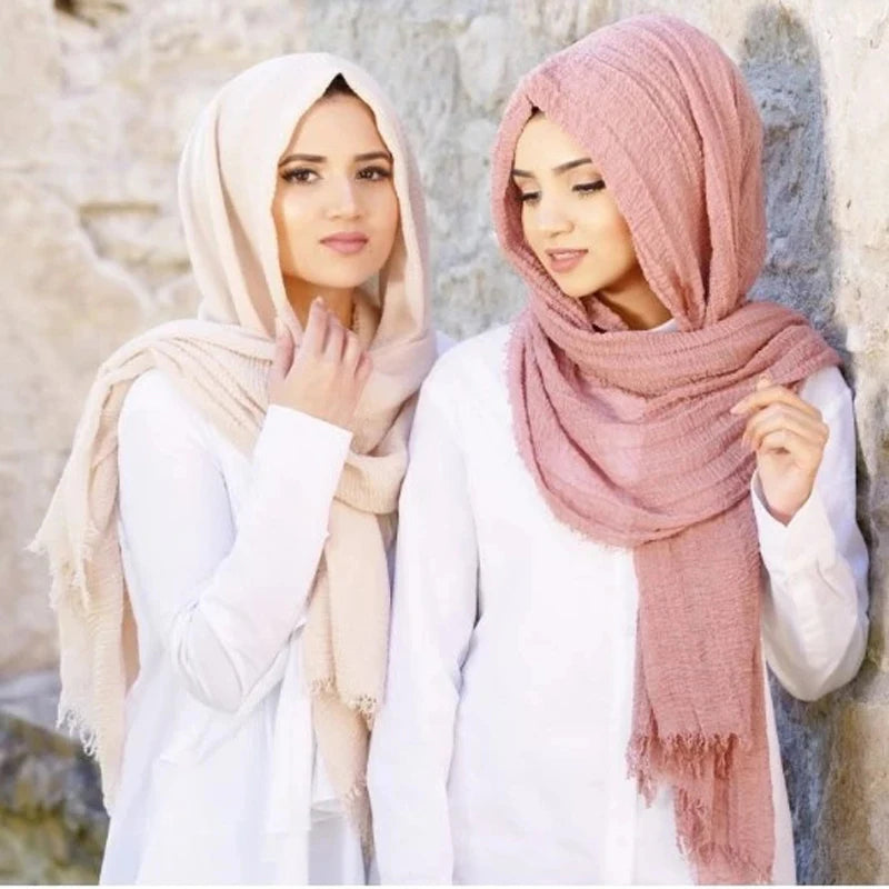 2026 Muslim Fashion Women Crinkle Hijab Scarf Soft Solid Head Scarves Turban Shawls and Wraps Hijab femme musulman kopftuch