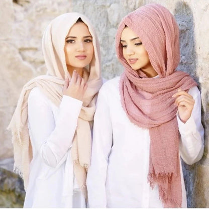 2026 Muslim Fashion Women Crinkle Hijab Scarf Soft Solid Head Scarves Turban Shawls and Wraps Hijab femme musulman kopftuch