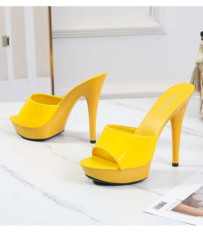 Women Shoes Sandals 2020 Summer Outside Slippers High Heels 9cm sexy High Platform Open Toe Stiletto Ladies Slides Party shoes