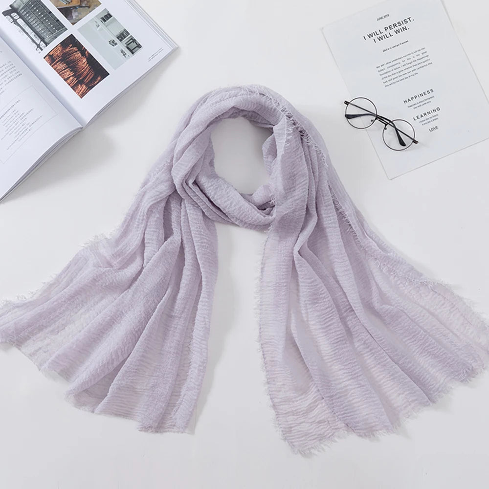 2026 Muslim Fashion Women Crinkle Hijab Scarf Soft Solid Head Scarves Turban Shawls and Wraps Hijab femme musulman kopftuch