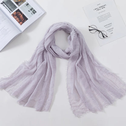 2026 Muslim Fashion Women Crinkle Hijab Scarf Soft Solid Head Scarves Turban Shawls and Wraps Hijab femme musulman kopftuch
