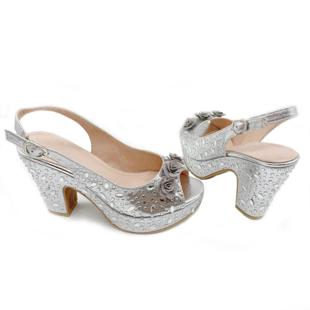 New Arrival Italian Women Shoes and Bag Set Decorated with Rhinestone In Party African Italian Shoes and Bag Set Party Shoes Bag